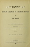 Dictionnaire Francais Allemand Et Allemand Francais M A Thibaut Wellcome Collection